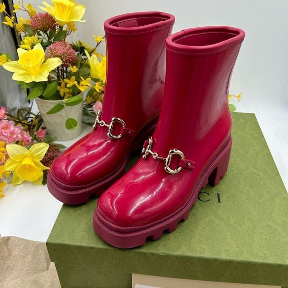 - Women’s Gucci Horsebit, accent, ankle rubber, rain boot size 37made in Italy - Picture 9 of 11